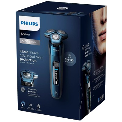 Бритва електр. Philips роторна Series 7000, 9Вт, бритв.головок-3, Li-Ion, сух.+волог., тример, чохол, Bt., сіро-синій (S7882/55)