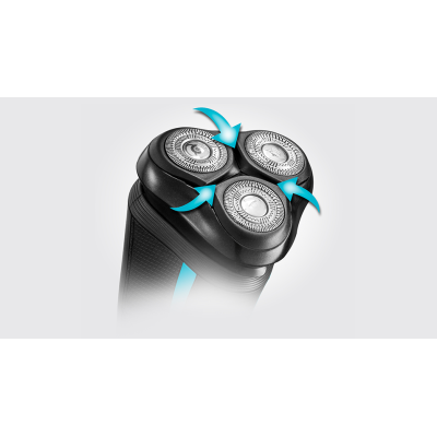 Бритва електр. Remington роторна Style Aqua, бритв.головок-3, Ni-Mh, сух.+волог., водонепрон., дорожн., чохол, чорно-синій (R600