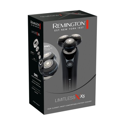 Бритва електр. Remington роторна X5 Limitless X, бритв.головок-3, от сети, сух.+волог., тример, водонепрон., швид. зарядка, чорн