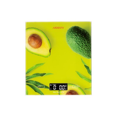Ваги Ardesto кухонні Avocado, 5кг, AAAx2 в комплекті, скло, багатокольоровий (SCK-893AVOCADO)