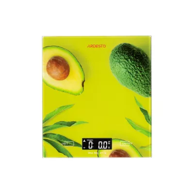 Ваги Ardesto кухонні Avocado, 5кг, AAAx2 в комплекті, скло, багатокольоровий (SCK-893AVOCADO)