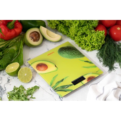 Ваги Ardesto кухонні Avocado, 5кг, AAAx2 в комплекті, скло, багатокольоровий (SCK-893AVOCADO)