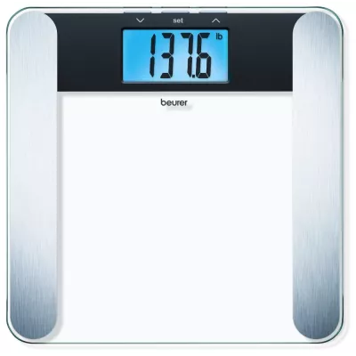 Ваги Beurer підлогові, 180кг, товщина 8мм, великий дисплей, СR2032x2 в комплекті, скло, прозорий (BF_220)