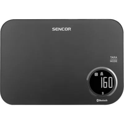 Ваги Sencor кухонні, 5кг, підключення до смартфону, AAAx2 , пластик, чорний (SKS7078BK)
