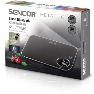 Ваги Sencor кухонні, 5кг, підключення до смартфону, AAAx2 , пластик, чорний (SKS7078BK)