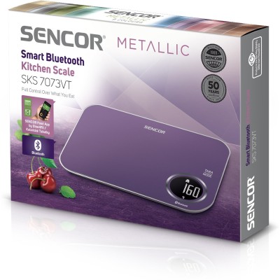 Ваги Sencor кухонні, 5кг, підключення до смартфону, AAAx2, пластик, фіолетовий (SKS7073VT)