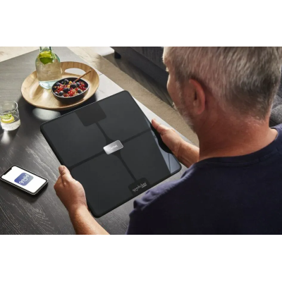 Ваги Tefal підлогові Body Fat Goodvibes Health, 180кг, 1 х Li-ion, кабель USB в комплекті, скло, чорний (BM9670S1)