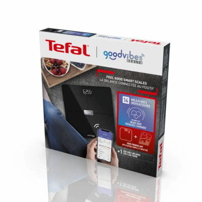 Ваги Tefal підлогові Body Fat Goodvibes Health, 180кг, 1 х Li-ion, кабель USB в комплекті, скло, чорний (BM9670S1)