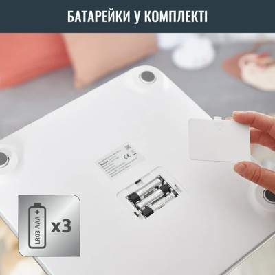 Ваги Tefal підлогові Goodvibes Life, 160кг, Bluetooth, AAAx3 в комплекті, скло, сірий (BM9600S1)
