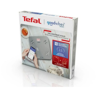 Ваги Tefal підлогові Goodvibes Life, 160кг, Bluetooth, AAAx3 в комплекті, скло, сірий (BM9600S1)
