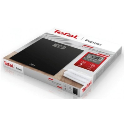 Ваги Tefal підлогові Premiss, 150кг, CR2032x1 в комплекті, скло, чорний (PP1400V0)