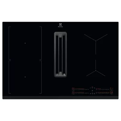 Варильна повверхня Electrolux індукційна, 80см, розширена зона, вбудована витяжка, Hob2Hood, чорний (KCC83443)