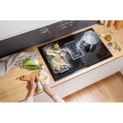 Варильна повверхня Gorenje індукційна, 83см, розширена зона, вбудована витяжка, 620м.куб/год, чорний (HET949BSC)