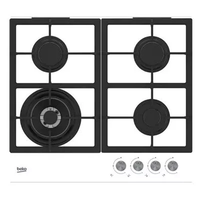 Варильна поверхня Beko газова, 60см, чавун, білий (HILW64225SW)