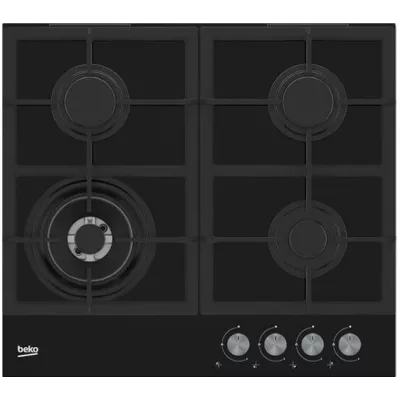 Варильна поверхня Beko газова, 60см, чавун, чорний (HILW64225S)