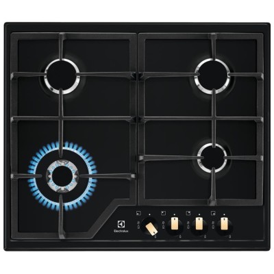Варильна поверхня Electrolux газова, 60см, чавун, чорний матовий (KGS6436RK)