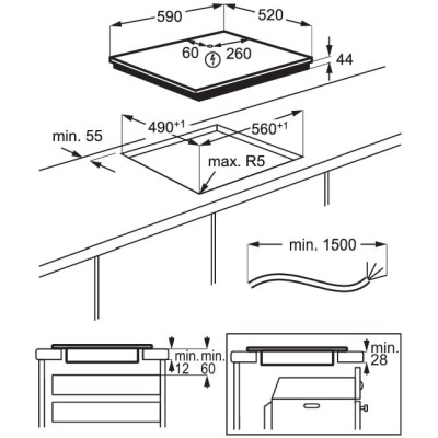 Варильна поверхня Electrolux індукційна, 60см, Hob2Hood, чорний (EIT61443B)
