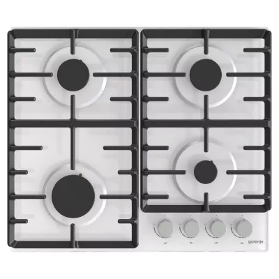 Варильна поверхня Gorenje газова на склі, 60см, чавун, білий (GT642AXW)