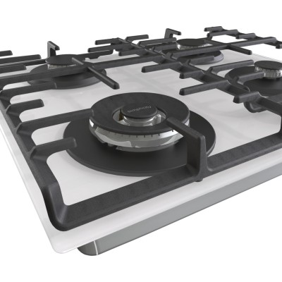 Варильна поверхня Gorenje газова на склі, 60см, чавун, білий (GTW642SYW)