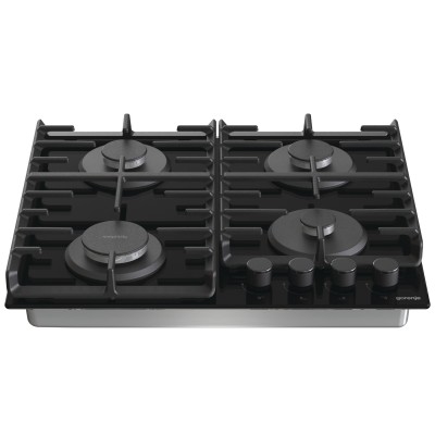 Варильна поверхня Gorenje газова на склі, 60см, чавун, чорний (GT642SYB)