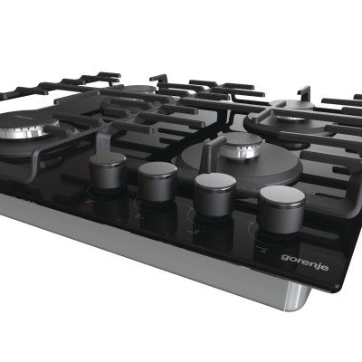 Варильна поверхня Gorenje газова на склі, 60см, чавун, чорний (GT642SYB)