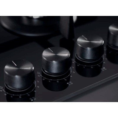 Варильна поверхня Whirlpool газова на склі, 60см, чавун, конфорка з подвійним рядом полум'я, чорний (GOWL628/NBEE)