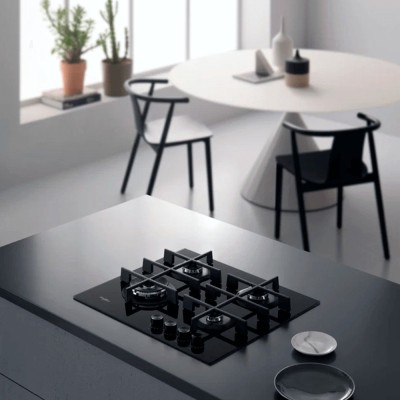 Варильна поверхня Whirlpool газова на склі, 60см, чавун, конфорка з подвійним рядом полум'я, чорний (GOWL628/NBEE)