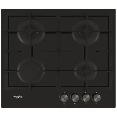 Варильна поверхня Whirlpool газова на склі, 60см, чавун, турбо-конфорка, чорний (GOS6415/NB1)