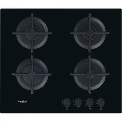 Варильна поверхня Whirlpool газова на склі, 60см, чавун, чорний (GOB616/NB)