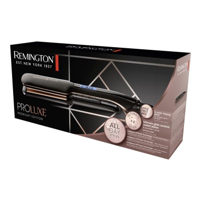 Випрямляч Remington PROluxe Midnight Wide Plate Straightener, темп.режимов-9, 150-230С, чохол, дісплей, кераміка, чорний (S9150B