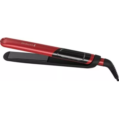 Випрямляч Remington Silk Straightener, 300Вт, 150-235С, дисплей, кейс, кераміка, чорно-червоний (S9600)