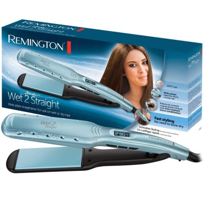 Випрямляч Remington Wet 2 Straight, 62Вт, темп.режимів-10, 140-230С, дисплей, кераміка, блакитний (S7350)