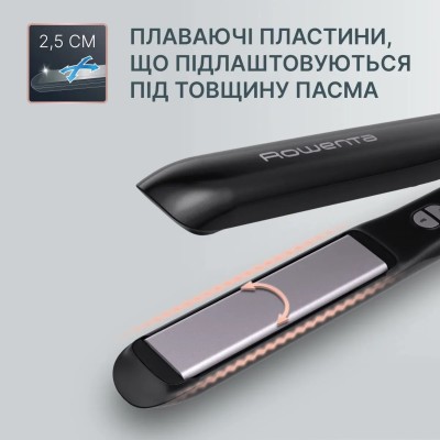 Випрямляч Rowenta Optiliss +, >240Вт, темп.режимів-10, 140-230С, кераміка, турмалін, чорний (SF3320F0)