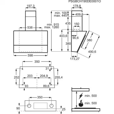 Витяжка Electrolux вертикальна, 60см, 700м куб год., Hob2Hood, чорний (LFV616K)