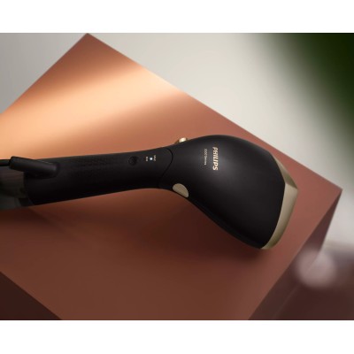 Відпарювач PHILIPS компактний, 1500Вт, 100 и 200мл, постійна пара - 28гр, керам. підошва, чорний (STH7060/80)