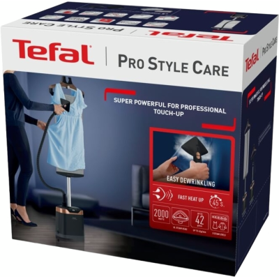 Відпарювач Tefal вертикальний Pro Style Care, 2000Вт, 1300мл, постійна пара - 42гр, чорно-золотий (IT8480E1)