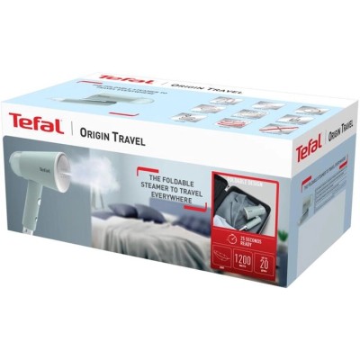 Відпарювач Tefal компактний Origin Travel, 1200Вт, 70мл, постійна пара - 20гр, металева підошв., білий (DT1034E1)