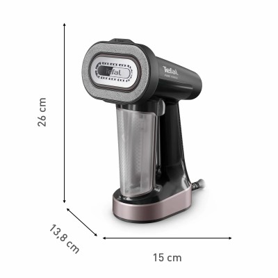 Відпарювач Tefal компактний Pure Force 3в1, 1800Вт, 180мл, постійна пара - 35гр, керам. підошва, чорно-рожевий (DT8765E0)