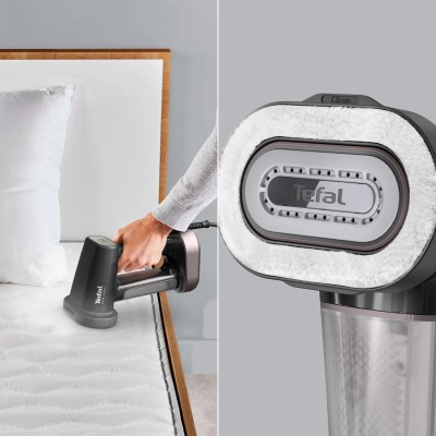 Відпарювач Tefal компактний Pure Force 3в1, 1800Вт, 180мл, постійна пара - 35гр, керам. підошва, чорно-рожевий (DT8765E0)