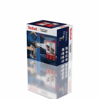 Відпарювач Tefal компактний Pure Force 3в1, 1800Вт, 180мл, постійна пара - 35гр, керам. підошва, чорно-рожевий (DT8765E0)