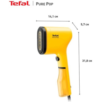 Відпарювач Tefal компактний Pure Pop, 1300Вт, 70мл, постійна пара - 20гр, жовтий (DT2026E1)