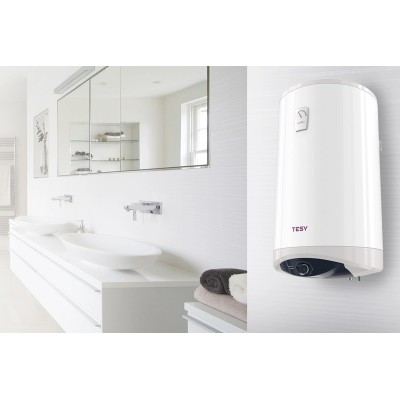 Водонагрівач електр. TESY Modeco Ceramic круглий із теплообмінником GCV9SL 1004724D C21 TS2RCP, 100л, 2,4кВт, сухий тен, мех. ке