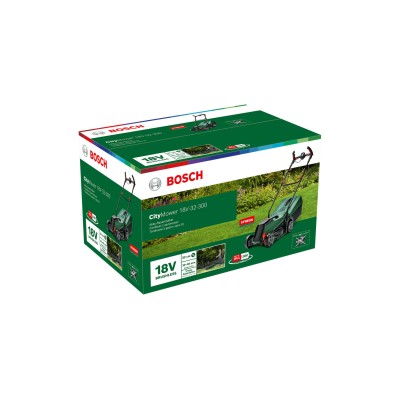 Газонокосарка акумуляторна Bosch CityMower 18V-32-300 18В 32см 31л 30-60мм 8.8кг без АКБ і ЗП