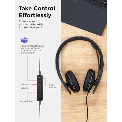 Гарнітура Lenovo Wired ANC Headset Gen 2 (Teams) (4XD1M45627)