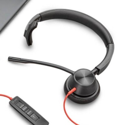 Гарнітура комп'ютерна моно On-ear Poly Blackwire 3310-M, USB-A, USB-C, всеспрямований, Microsoft Teams, чорний (8X216AA)