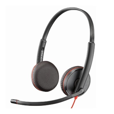 Гарнітура комп'ютерна стерео On-ear Poly Blackwire 3225 HS, USB-A, 3.5 мм, всеспрямований, чорний (80S11AA)