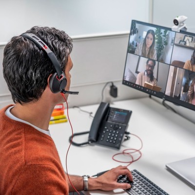 Гарнітура комп'ютерна стерео On-ear Poly Blackwire 5220, USB-A, USB-C, 3.5 мм, всеспрямований, noise canceling, чорний (8X231AA)