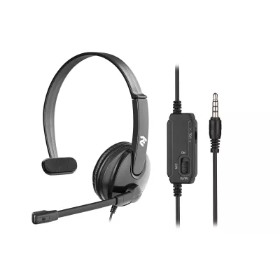 Гарнітура ПК моно On-ear 2E CH12 mini-jack, omni-mic, 1.2м, чорний (2E-CH12MJ)