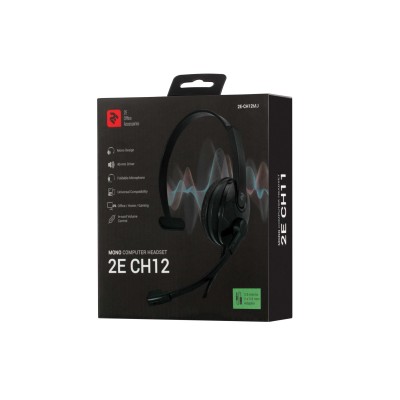 Гарнітура ПК моно On-ear 2E CH12 mini-jack, omni-mic, 1.2м, чорний (2E-CH12MJ)