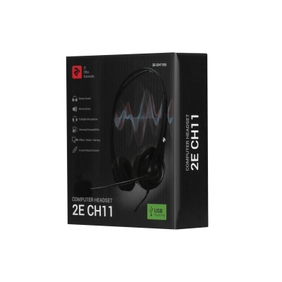Гарнітура ПК стерео On-ear 2E CH11 USB, omni-mic, 2м, чорний (2E-CH11SU)